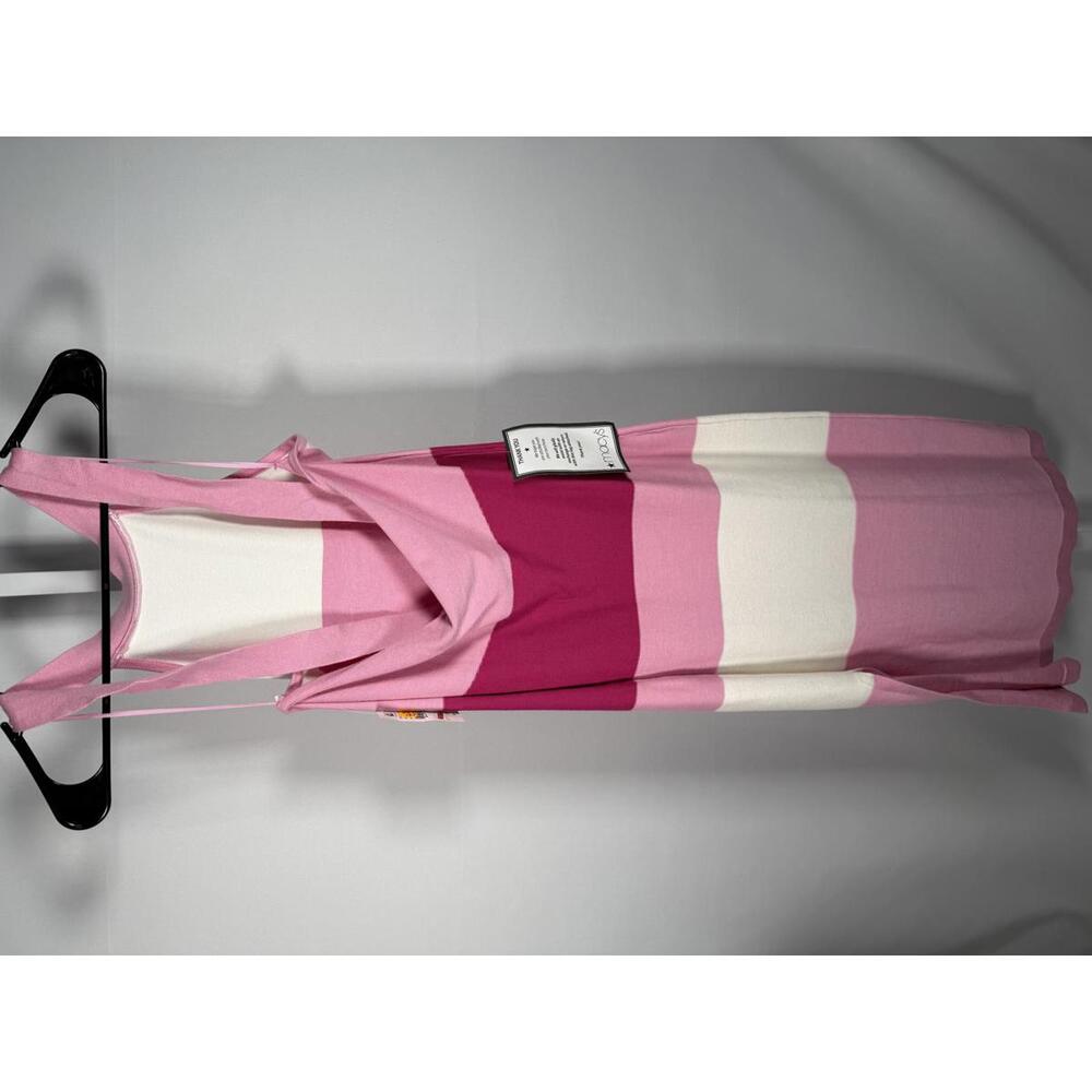 NWT Bebe Women's Midi Dress Pink White Striped Halter Neck New with Tags Size L - Picture 3 of 6